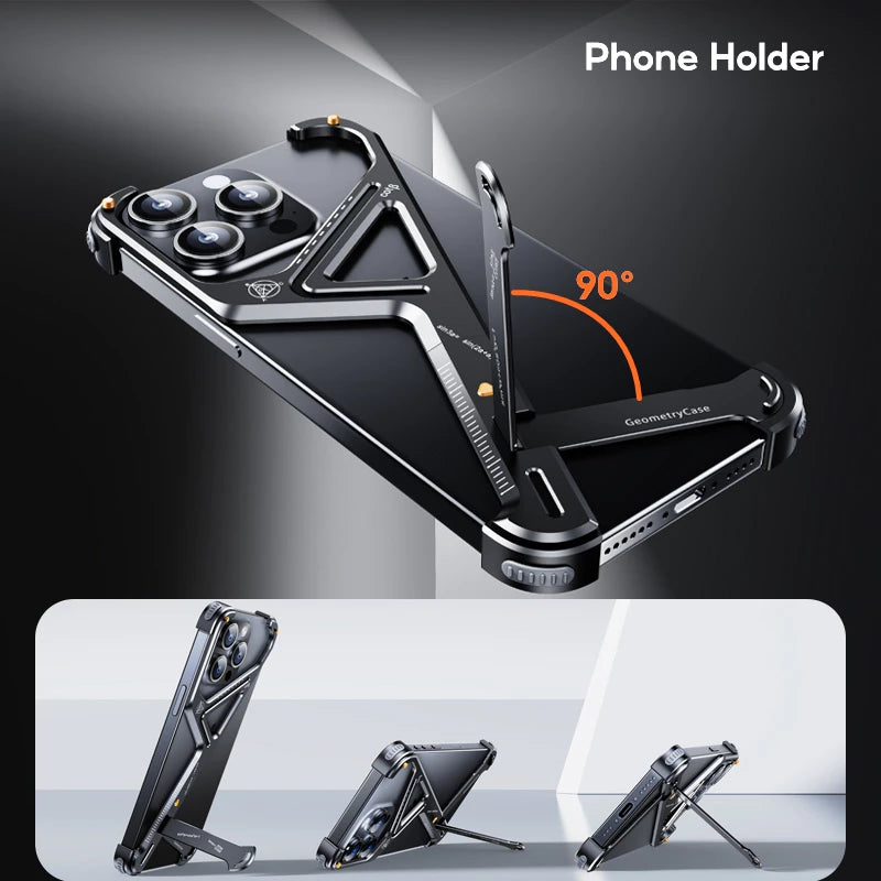 Геометрический чехол — металлический корпус для iPhone 16 Pro Max / 16 Pro / 15 / 15 Pro / 15 Pro Max / 14 Pro / 14 Pro Max / 13 / 13 Pro / 13 Pro Max