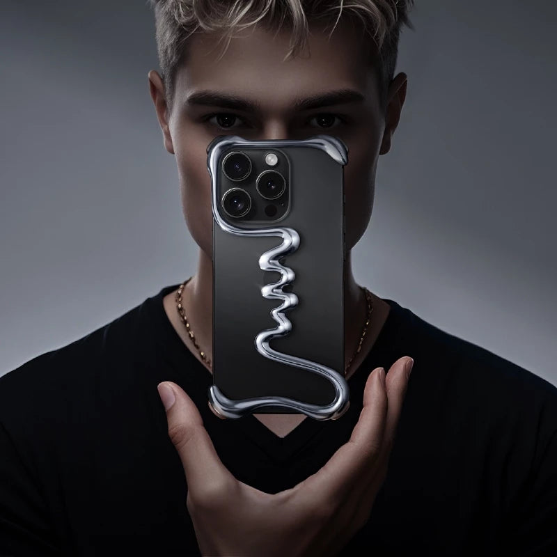 Металлический чехол в стиле минимализм для iPhone 16 / 16 Plus / 16 Pro / 16 Pro Max / 15 / 15 Plus / 15 Pro / 15 Pro Max / 14 / 14 Plus / 14 Pro / 14 Pro Max