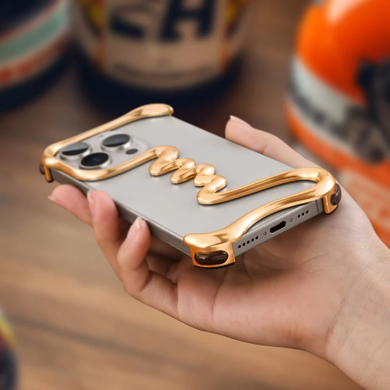 Металлический чехол в стиле минимализм для iPhone 16 / 16 Plus / 16 Pro / 16 Pro Max / 15 / 15 Plus / 15 Pro / 15 Pro Max / 14 / 14 Plus / 14 Pro / 14 Pro Max