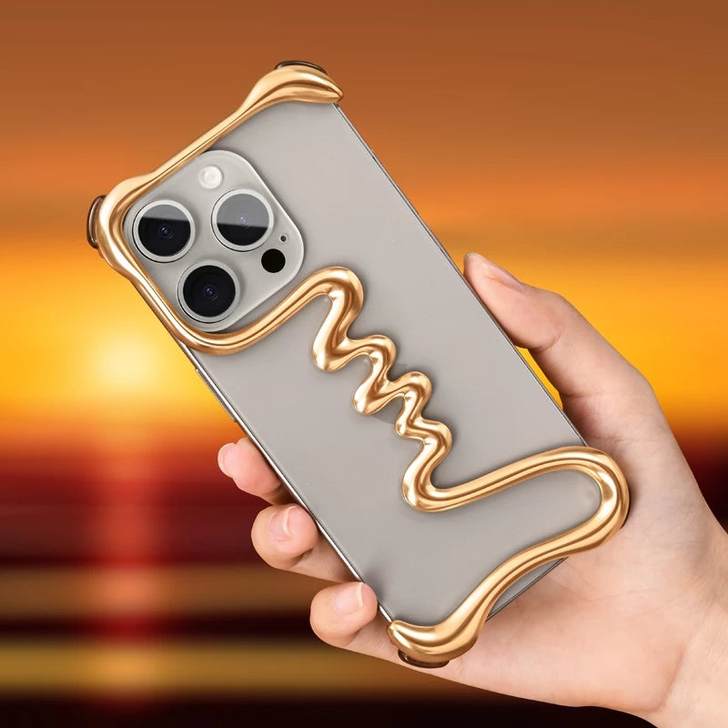 Металлический чехол в стиле минимализм для iPhone 16 / 16 Plus / 16 Pro / 16 Pro Max / 15 / 15 Plus / 15 Pro / 15 Pro Max / 14 / 14 Plus / 14 Pro / 14 Pro Max