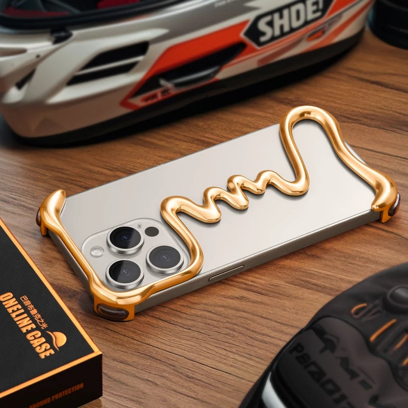 Металлический чехол в стиле минимализм для iPhone 16 / 16 Plus / 16 Pro / 16 Pro Max / 15 / 15 Plus / 15 Pro / 15 Pro Max / 14 / 14 Plus / 14 Pro / 14 Pro Max