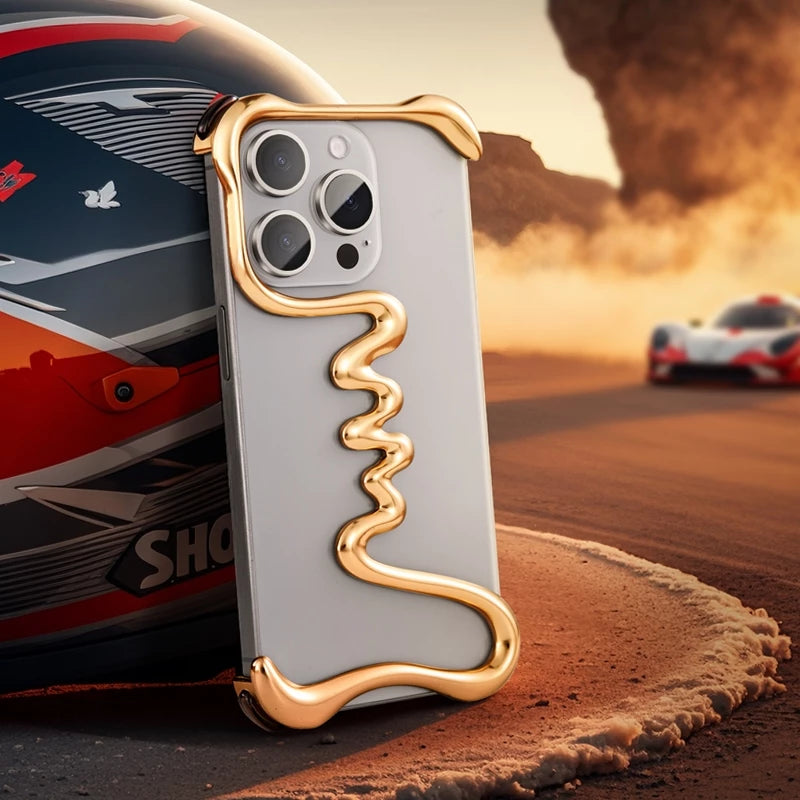 Металлический чехол в стиле минимализм для iPhone 16 / 16 Plus / 16 Pro / 16 Pro Max / 15 / 15 Plus / 15 Pro / 15 Pro Max / 14 / 14 Plus / 14 Pro / 14 Pro Max