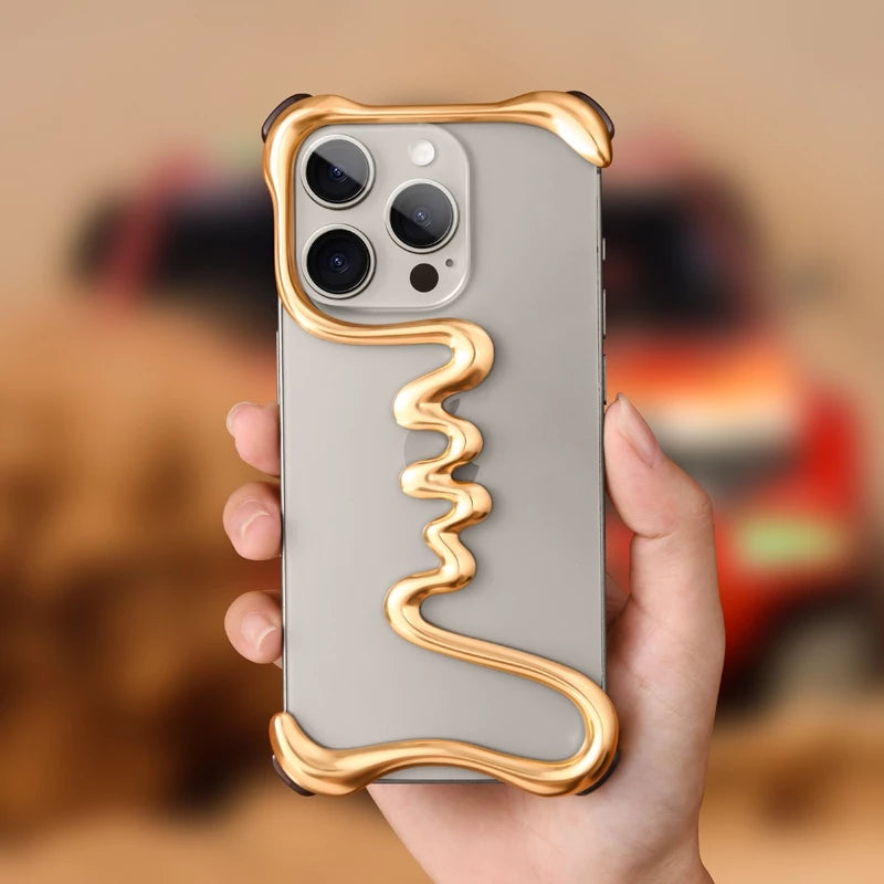 Металлический чехол в стиле минимализм для iPhone 16 / 16 Plus / 16 Pro / 16 Pro Max / 15 / 15 Plus / 15 Pro / 15 Pro Max / 14 / 14 Plus / 14 Pro / 14 Pro Max