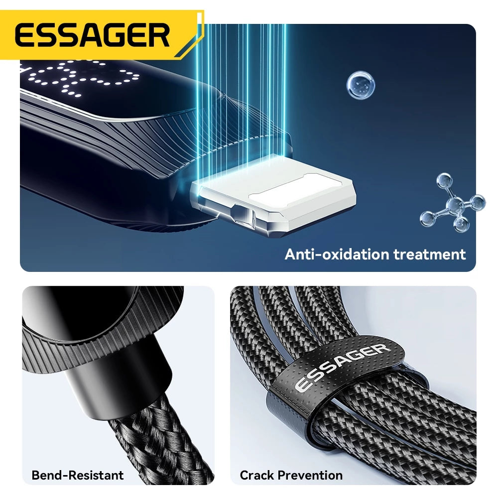 Кабель ESSAGER Type-C на Lightning (C-L) с цифровым дисплеем для быстрой зарядки 29W 3A