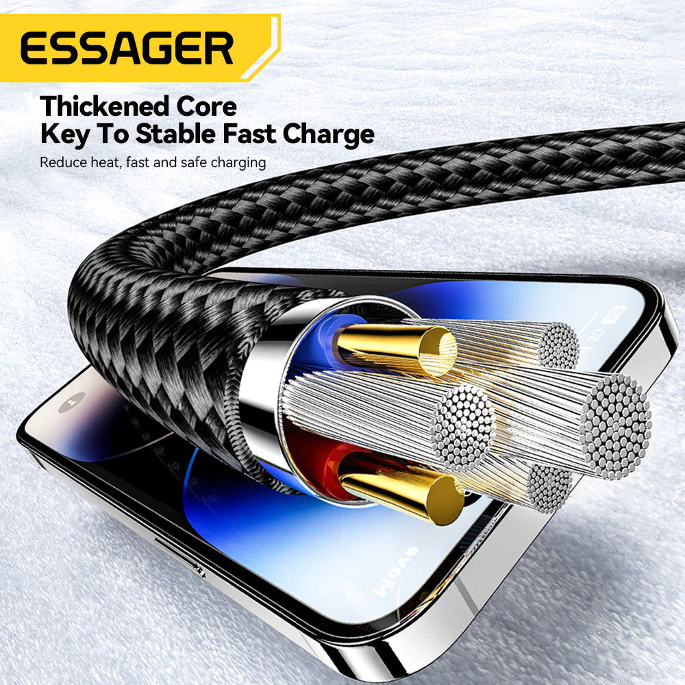 Кабель Essager  Type C на Lightning для быстрой зарядки и передачи данных, с цифровым дисплеем тока/мощности, полностью совместимый 30 Вт.