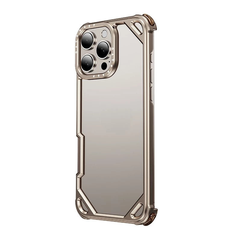 Металлический чехол с воздушной подушкой — поддерживает беспроводную зарядку для iPhone 17 Pro Max / 17 Pro / 17 Air / 16 Pro Max / 16 Pro / 15 Pro Max / 15 Pro