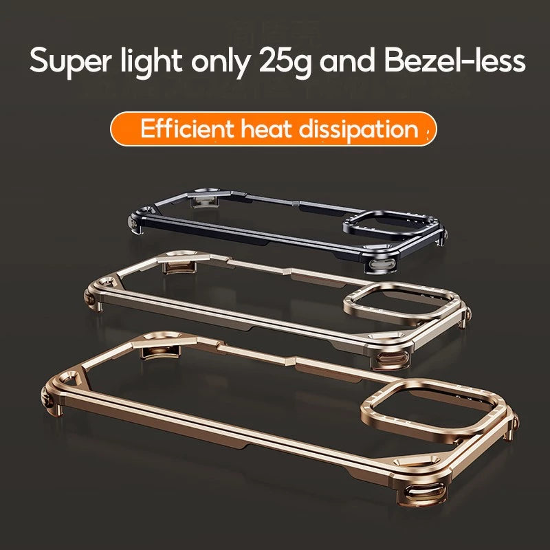 Металлический чехол с воздушной подушкой — поддерживает беспроводную зарядку для iPhone 17 Pro Max / 17 Pro / 17 Air / 16 Pro Max / 16 Pro / 15 Pro Max / 15 Pro