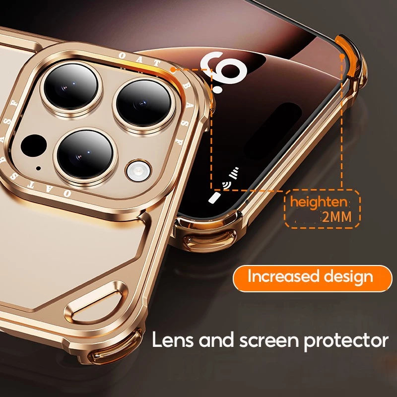 Металлический чехол с воздушной подушкой — поддерживает беспроводную зарядку для iPhone 17 Pro Max / 17 Pro / 17 Air / 16 Pro Max / 16 Pro / 15 Pro Max / 15 Pro