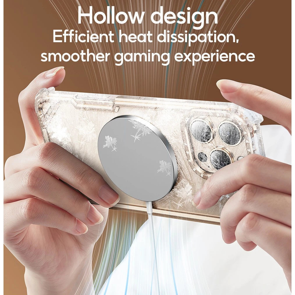 Металлический чехол с воздушной подушкой — поддерживает беспроводную зарядку для iPhone 17 Pro Max / 17 Pro / 17 Air / 16 Pro Max / 16 Pro / 15 Pro Max / 15 Pro