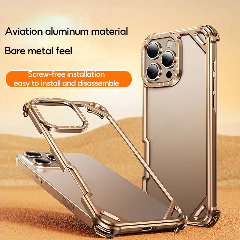 Металлический чехол с воздушной подушкой — поддерживает беспроводную зарядку для iPhone 17 Pro Max / 17 Pro / 17 Air / 16 Pro Max / 16 Pro / 15 Pro Max / 15 Pro