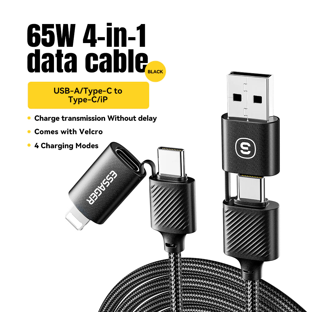 Кабель Essager 4-в-1 для быстрой зарядки (65 Вт), многоинтерфейсный, в корпусе из алюминиевого сплава