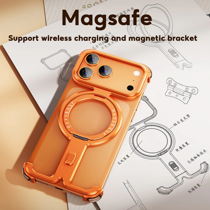 Металлический ультратонкий ударопрочный чехол с 360° поворотным подставкой для iPhone 17 Pro Max / 17 Pro