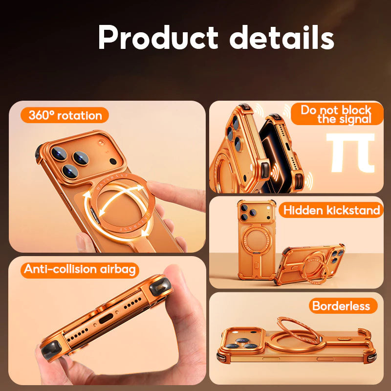 Металлический ультратонкий ударопрочный чехол с 360° поворотным подставкой для iPhone 17 Pro Max / 17 Pro
