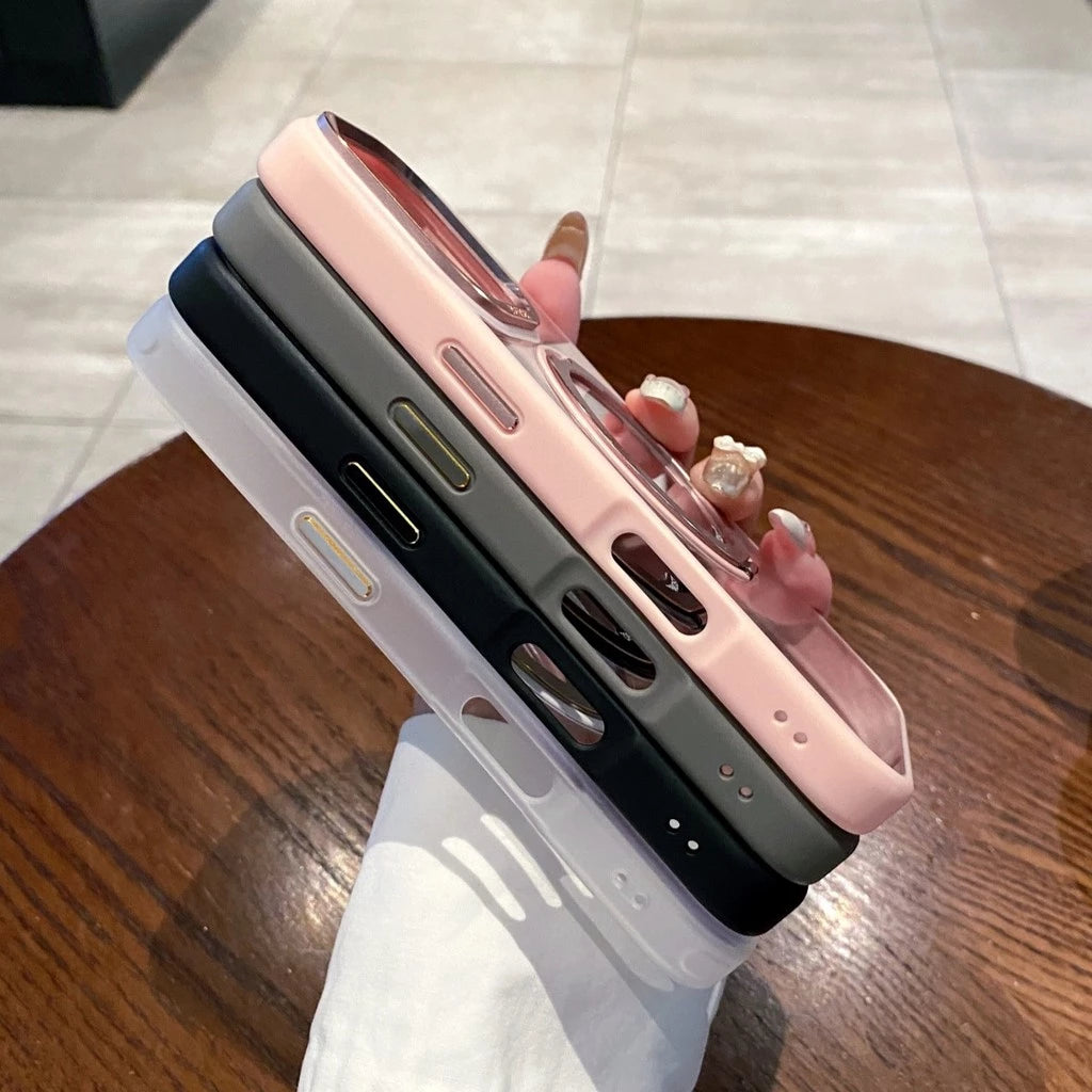 Элегантный металлический магнитный чехол с поворотной подставкой 360° и прозрачным жёстким корпусом — для iPhone 16, 15, 14, 13 Pro Max, 16 Plus. Ударопрочная защита с магнитной фиксацией.