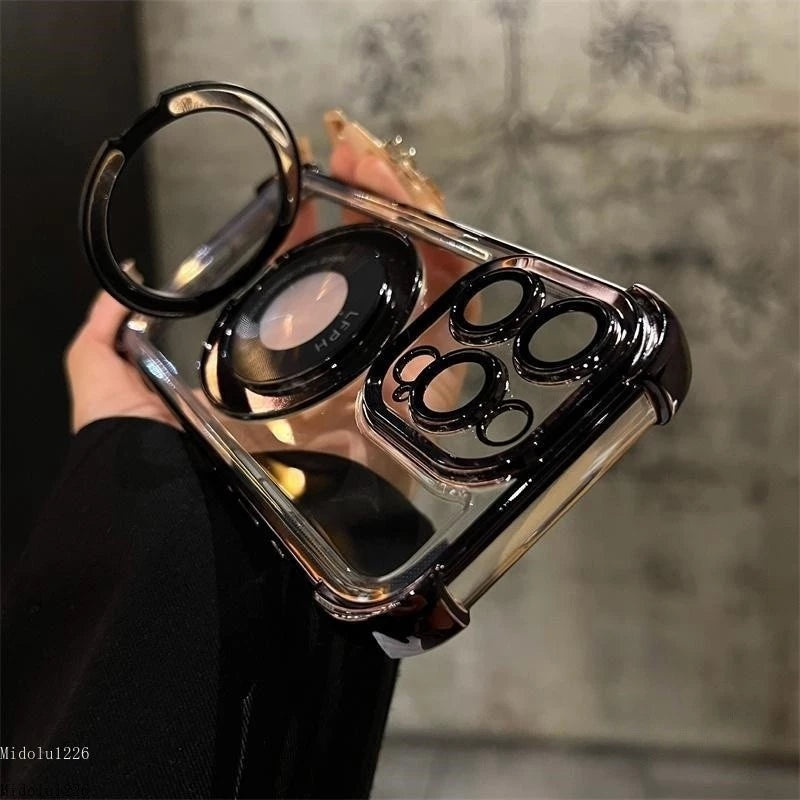 Чехол с четырьмя воздушными амортизаторами в углах и поворотной подставкой 360° — для iPhone 12 Pro Max, 13, 14, 15, 16, 17