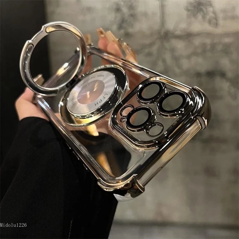 Чехол с четырьмя воздушными амортизаторами в углах и поворотной подставкой 360° — для iPhone 12 Pro Max, 13, 14, 15, 16, 17