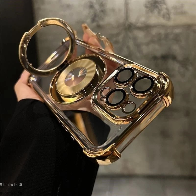 Чехол с четырьмя воздушными амортизаторами в углах и поворотной подставкой 360° — для iPhone 12 Pro Max, 13, 14, 15, 16, 17