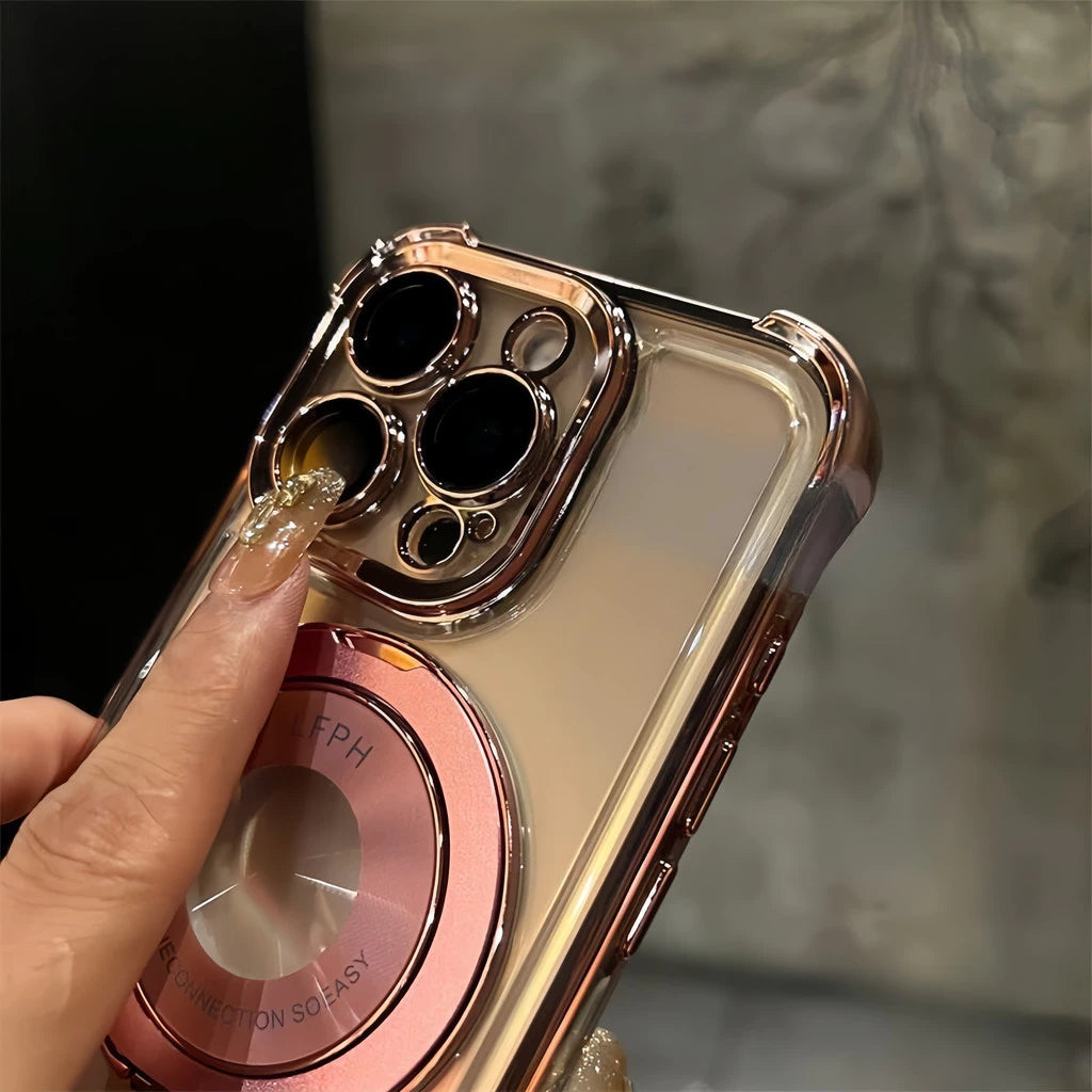 Чехол с четырьмя воздушными амортизаторами в углах и поворотной подставкой 360° — для iPhone 12 Pro Max, 13, 14, 15, 16, 17