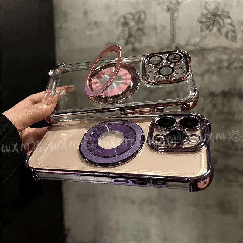 Чехол с четырьмя воздушными амортизаторами в углах и поворотной подставкой 360° — для iPhone 12 Pro Max, 13, 14, 15, 16, 17