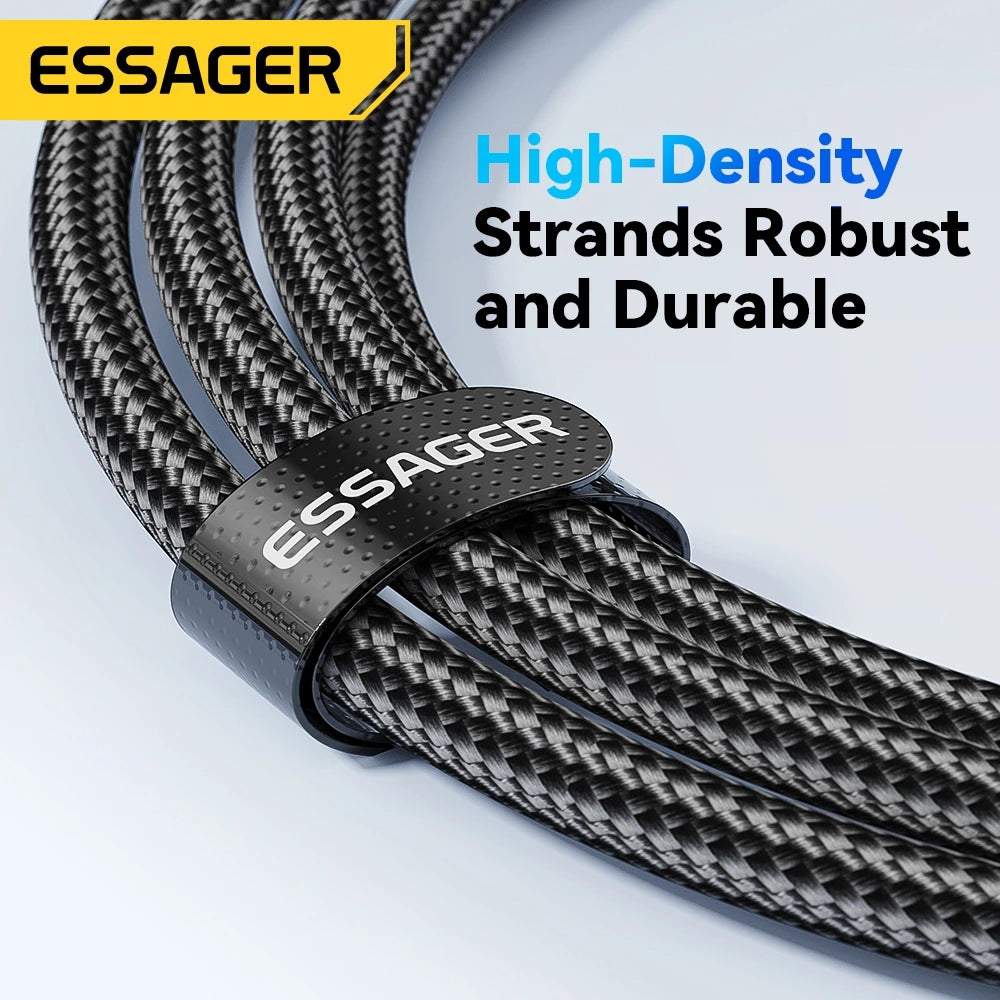 Кабель ESSAGER для быстрой зарядки (120 Вт, 6А, A-C) и передачи данных (USB 2.0, 480 Мбит/с), с цифровым дисплеем и корпусом из алюминиевого сплава