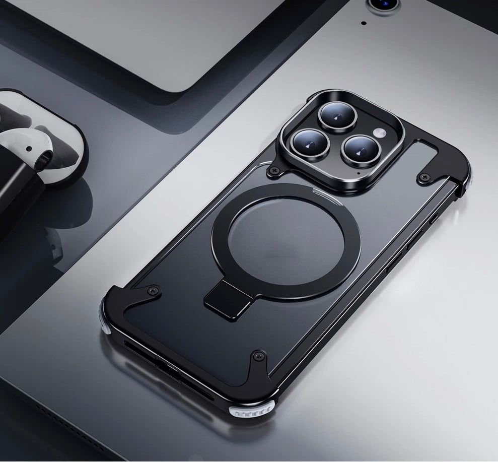 Прозрачный чехол из металлического каркаса с ударопрочной защитой для iPhone 16 Pro Max / 16 Pro / 15 / 15 Pro / 15 Pro Max