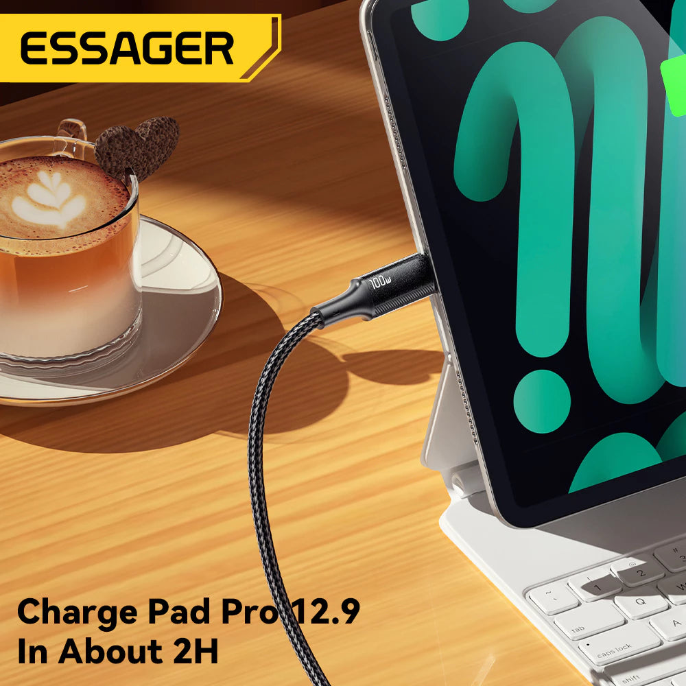 Быстрый зарядный кабель Essager PD 100 Вт, 5 А, Type-C на Type-C