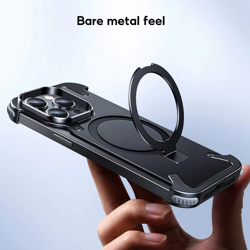 Прозрачный чехол из металлического каркаса с ударопрочной защитой для iPhone 16 Pro Max / 16 Pro / 15 / 15 Pro / 15 Pro Max