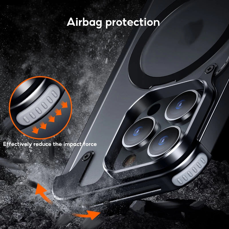 Чехол из металлического каркаса с ударопрочной защитой для iPhone 16 Pro Max / 16 Pro / 15 / 15 Pro / 15 Pro Max