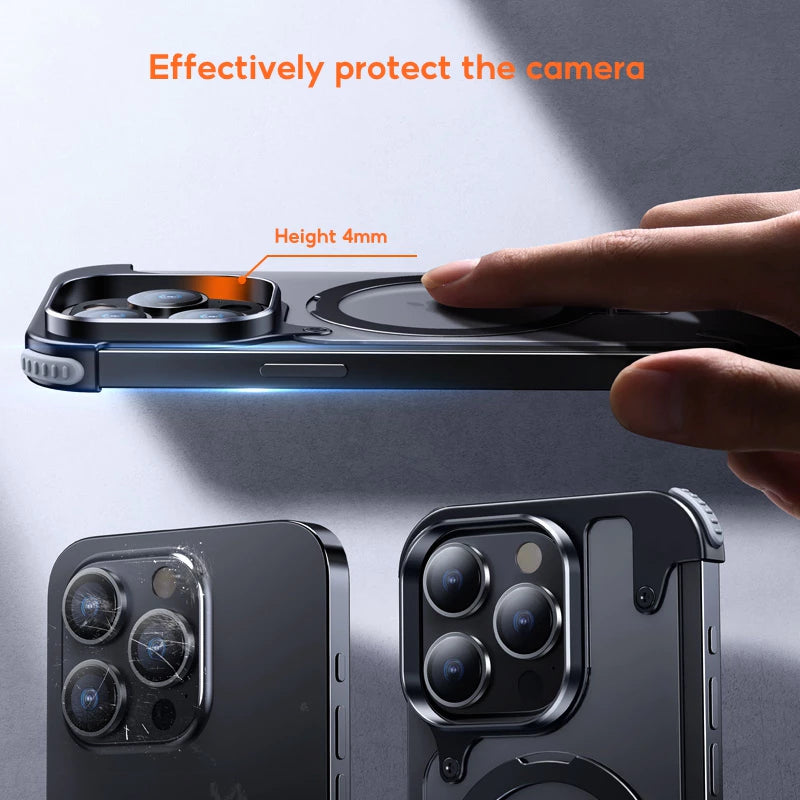 Чехол из металлического каркаса с ударопрочной защитой для iPhone 16 Pro Max / 16 Pro / 15 / 15 Pro / 15 Pro Max