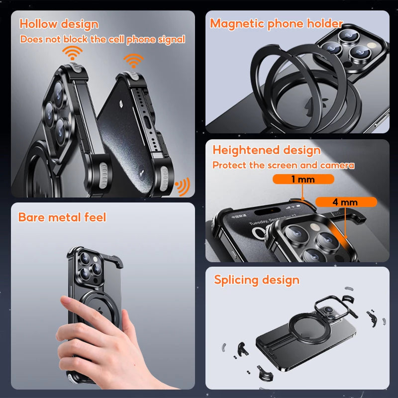 Металлический ударопрочный чехол для iPhone 16 Pro Max / 16 Pro / 15 / 15 Pro / 15 Pro Max