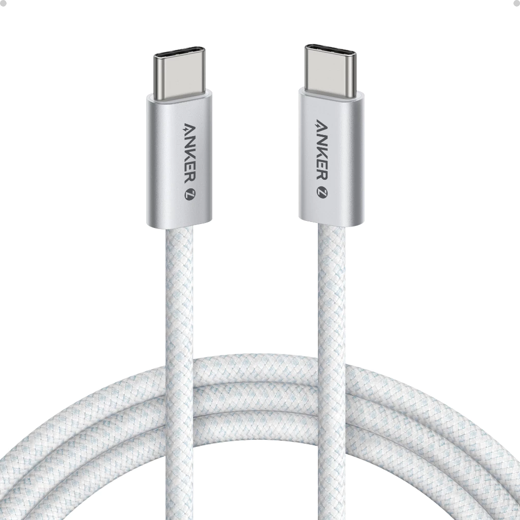Anker Zolo Кабель для быстрой зарядки USB Type-C to USB Type-C, плетеный дизайн с защитой от загрязнений, тонкий разъем