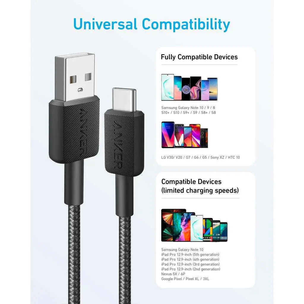 Anker 322 Кабель USB to USB Type-C для быстрой зарядки 1м