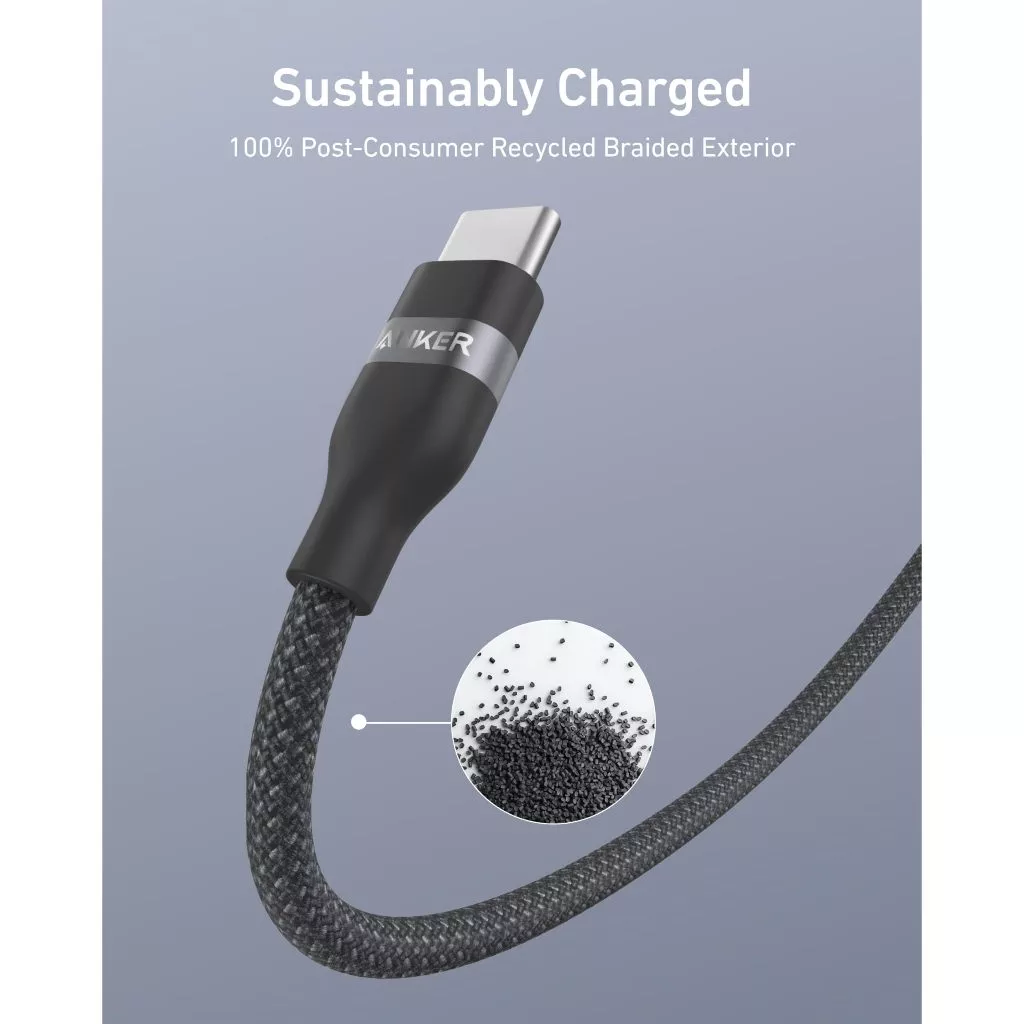 Anker Nano Кабель для быстрой зарядки USB Type-C to USB Type-C 240W - Сверхпрочный плетеный дизайн, гибкий, многоцветный, Type-C для ноутбуков