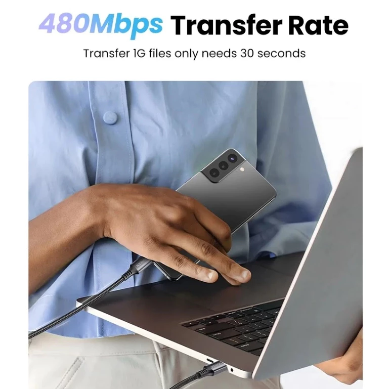 Кабель быстрой зарядки Type-C Ugreen 100W USB-C to USB-C 0.5м/1м/2м/3м в нейлоновой оплетке Ugreen US316 премиум-класса с передачей данных