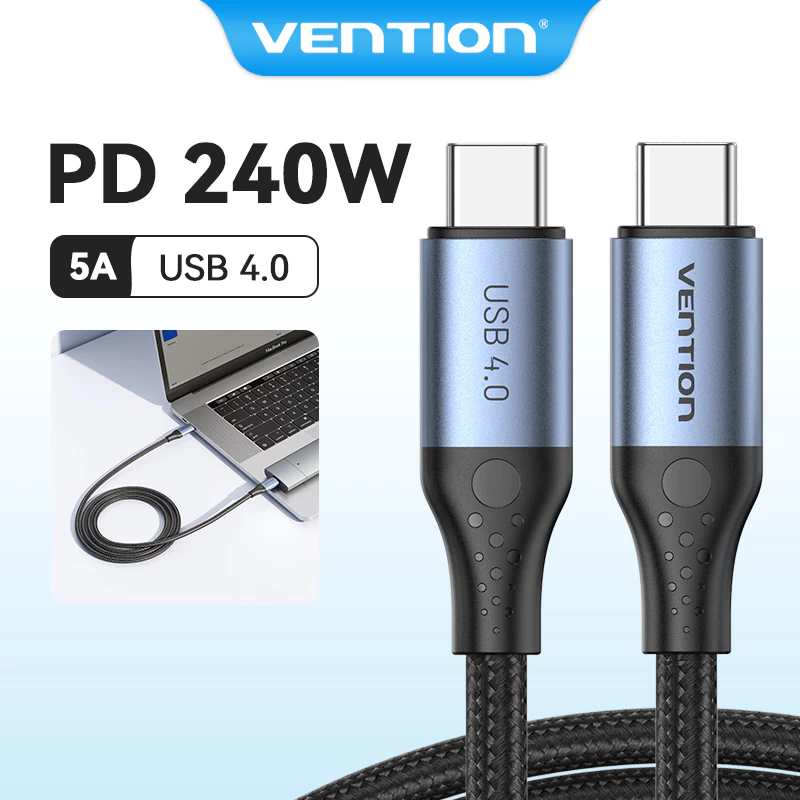 Кабель Type-C Vention PD 240W USB 4.0 Высокоскоростной 40 Гбит/с Поддержка HDMI 8K 60Гц USB для компьютеров/ноутбуков