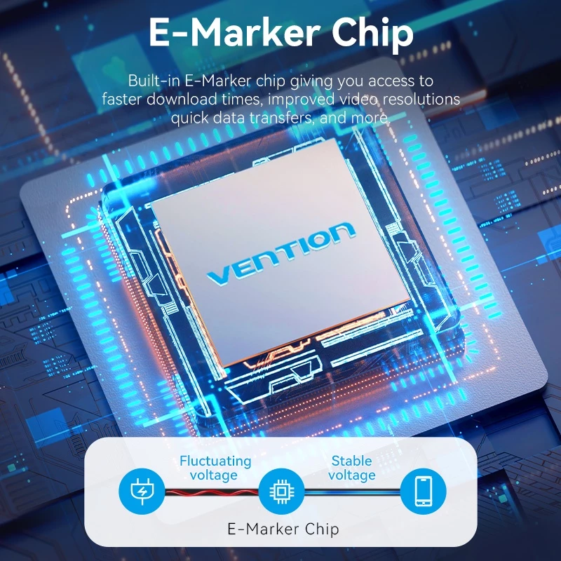 Кабель Type-C Vention PD 240W USB 4.0 Высокоскоростной 40 Гбит/с Поддержка HDMI 8K 60Гц USB для компьютеров/ноутбуков