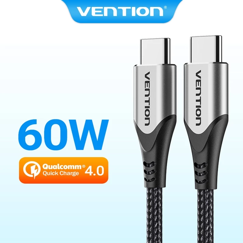 Кабель PD 60W быстрой зарядки Vention USB Type-C to Type-C PD 3A 480 Мбит/с для ноутбуков/планшетов/мобильных телефонов