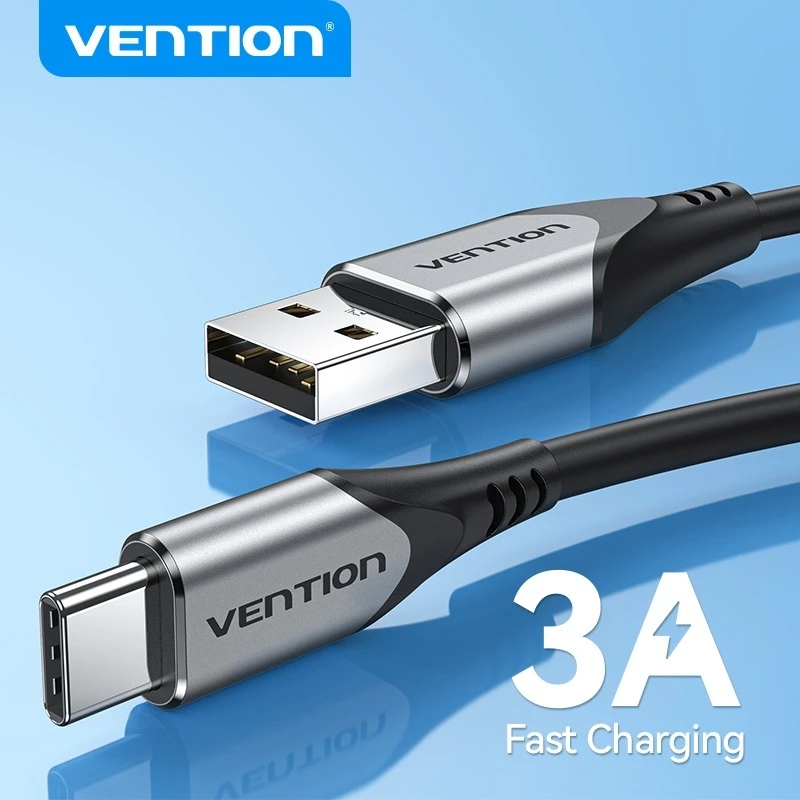 Кабель для передачи данных и быстрой зарядки Vention USB Type-C 3A 60W с плетеной нейлоновой оплеткой для Samsung, Oppo - Оригинальный товар