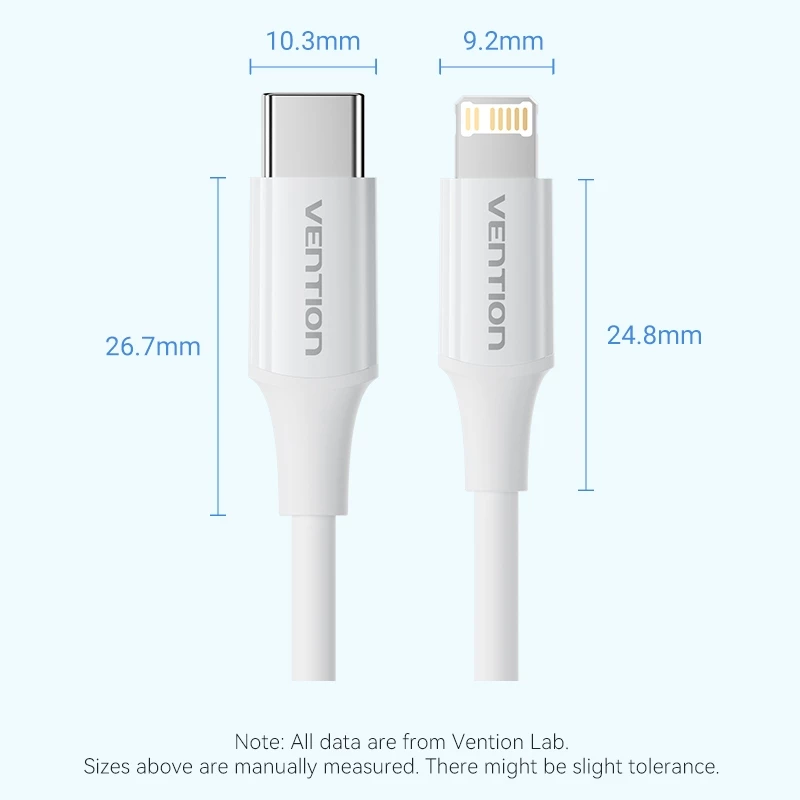 Кабель Lightning Vention PD 27W USB Type-C to Lightning для синхронизации данных, подходит для iPhone 11/13/14 быстрая зарядка