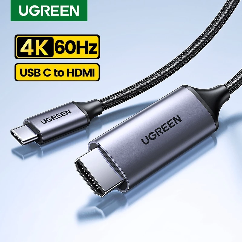 Кабель Type-C to HDMI Ugreen 4K 60Гц с плетеной нейлоновой оплеткой, металлические разъемы для USB-C MacBook, iPad, ноутбуков премиум-класса, модель 50570