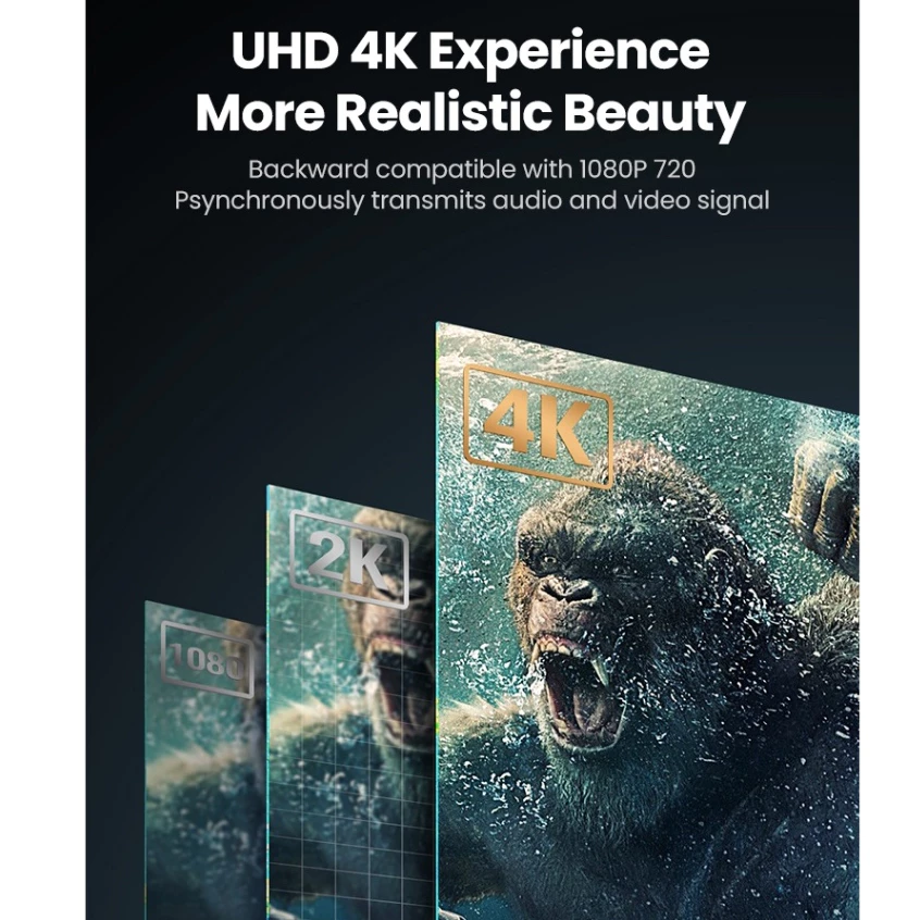 Кабель Type-C to HDMI Ugreen 4K 60Гц с плетеной нейлоновой оплеткой, металлические разъемы для USB-C MacBook, iPad, ноутбуков премиум-класса, модель 50570