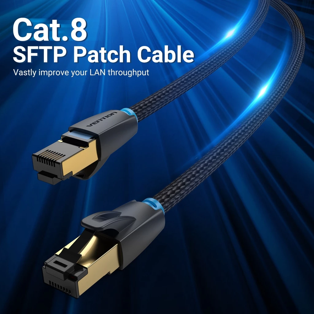 Высокоскоростной сетевой LAN-кабель Vention SFTP RJ45 CAT8 Ethernet 40 Гбит/с 2000 МГц премиум-качества для роутеров