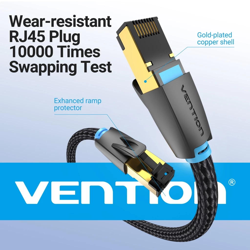 Высокоскоростной сетевой LAN-кабель Vention SFTP RJ45 CAT8 Ethernet 40 Гбит/с 2000 МГц премиум-качества для роутеров