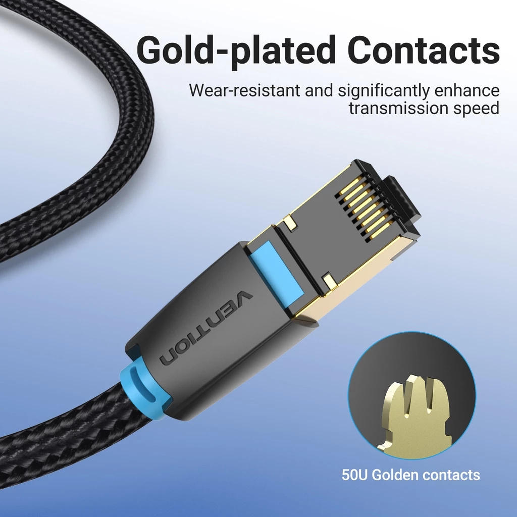 Высокоскоростной сетевой LAN-кабель Vention SFTP RJ45 CAT8 Ethernet 40 Гбит/с 2000 МГц премиум-качества для роутеров