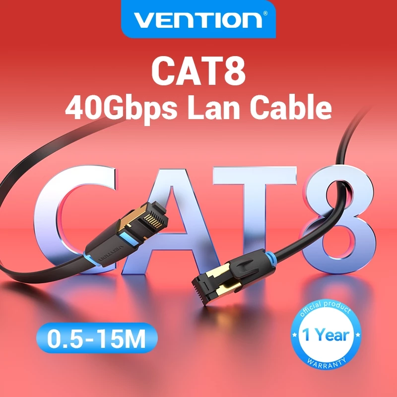 Сверхбыстрый сетевой LAN-кабель Vention Cat 8 SFTP 40 Гбит/с с позолоченными разъемами RJ45 для модемов, ноутбуков, ПК, TV Box