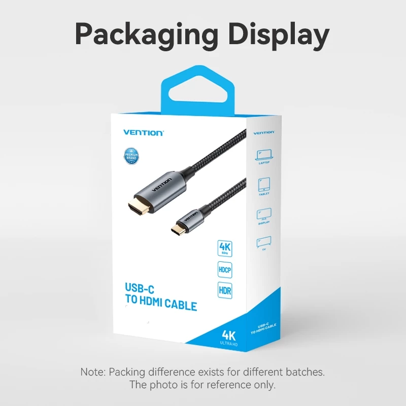 Кабель-адаптер Vention Type-C to HDMI UHD 4K 60Hz с металлическим корпусом