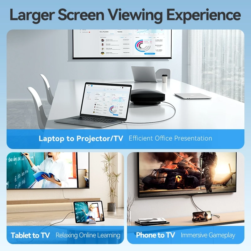 Кабель-адаптер Vention Type-C to HDMI UHD 4K 60Hz с металлическим корпусом