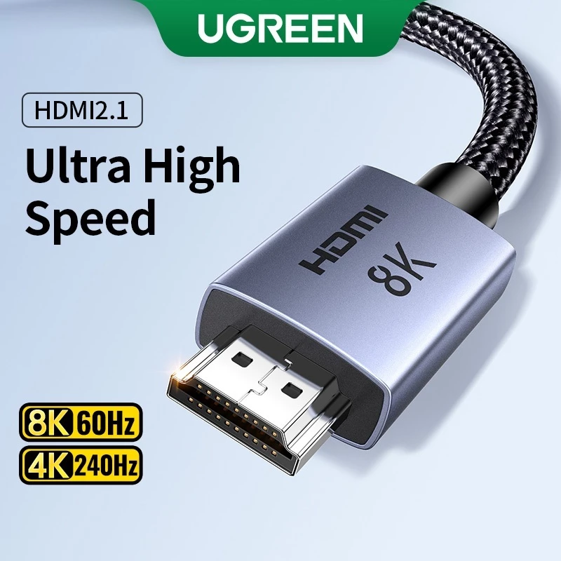 Кабель Ugreen HDMI 2.1 8K@60Гц / 4K@240Гц с поддержкой HDR 3D для ноутбука / ПК / телевизора / Switch / PS5 / Xbox / дисплея, оригинальный