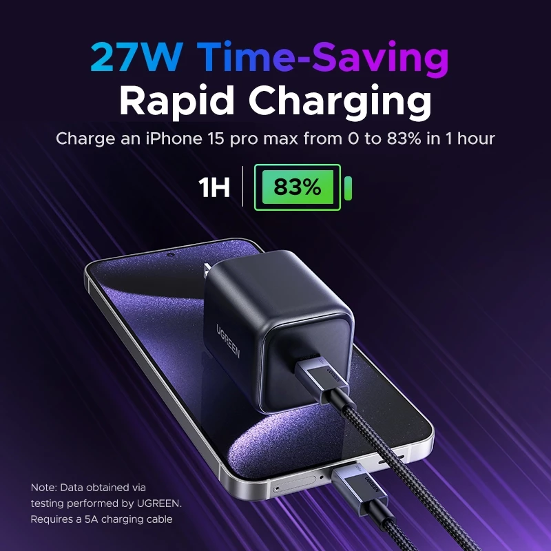 Зарядное устройство Ugreen Nexode Mini GaN 45W с 1 портом USB-C для сверхбыстрой зарядки