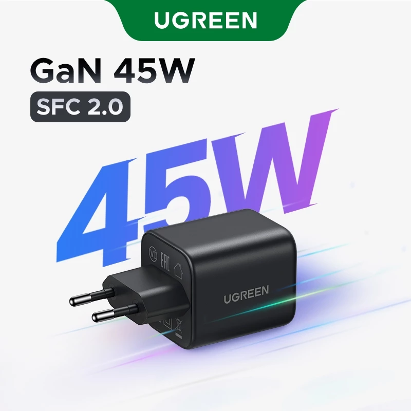 Зарядное устройство Ugreen Nexode Mini GaN 45W с 1 портом USB-C для сверхбыстрой зарядки